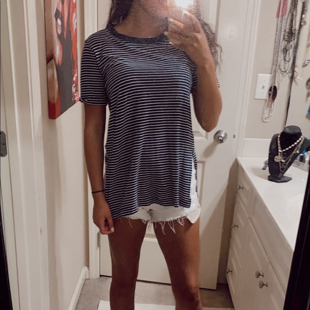 Navy and White Striped Tee